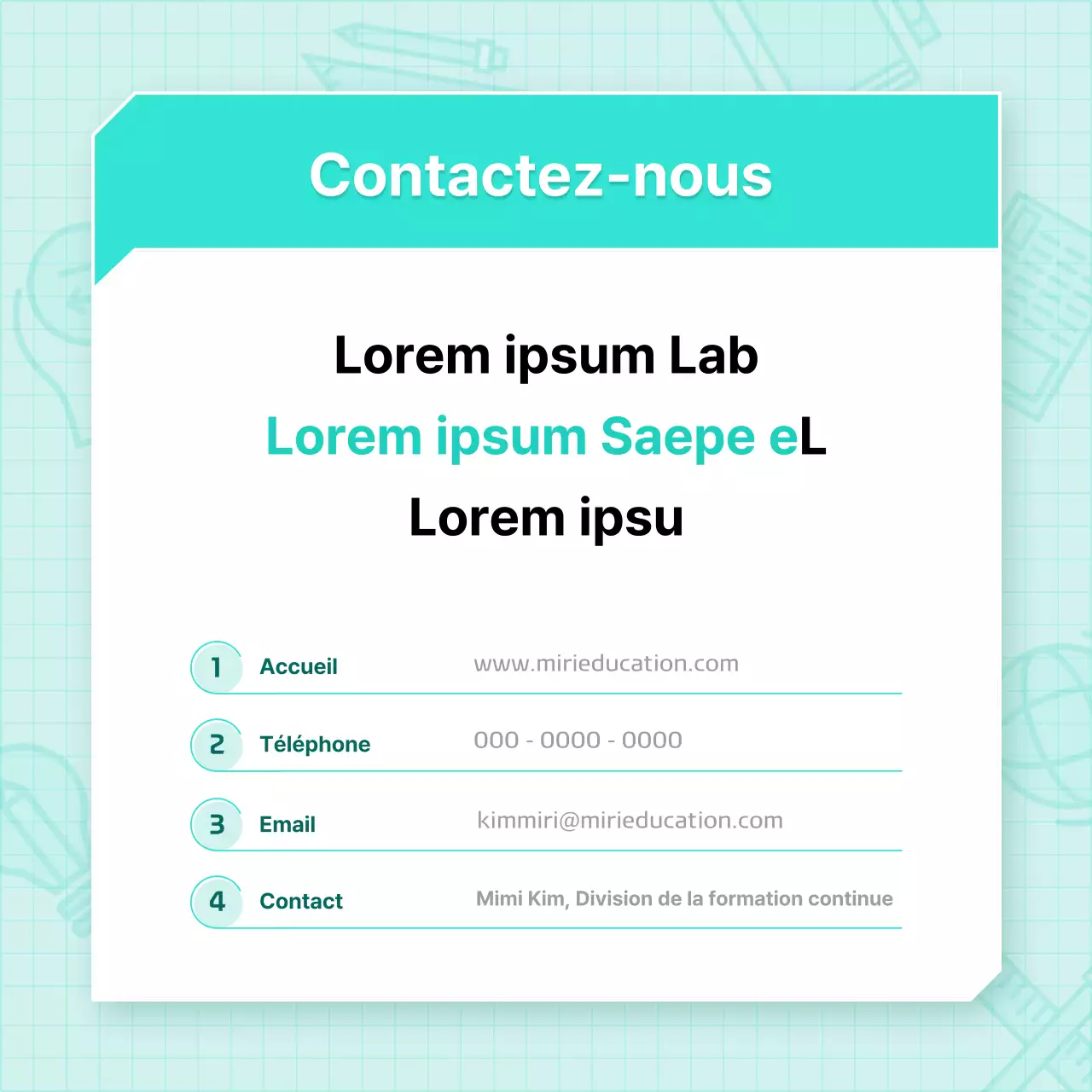 Annonces de cours d'apprentissage tout au long de la vie modernes et basiques en menthe et blanc