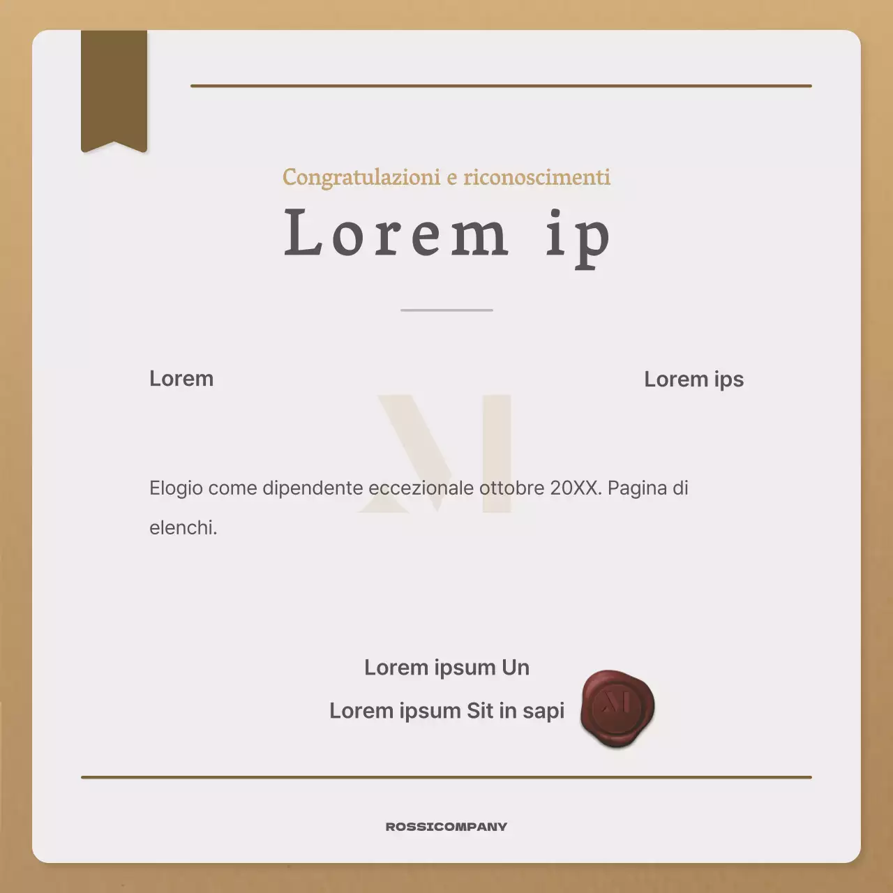 Una semplice lettera autunnale in beige e marrone