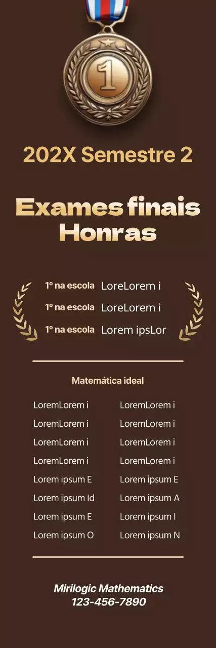 Promover uma escola académica de classe com uma imagem de uma medalha de ouro com pontos dourados sobre um fundo castanho