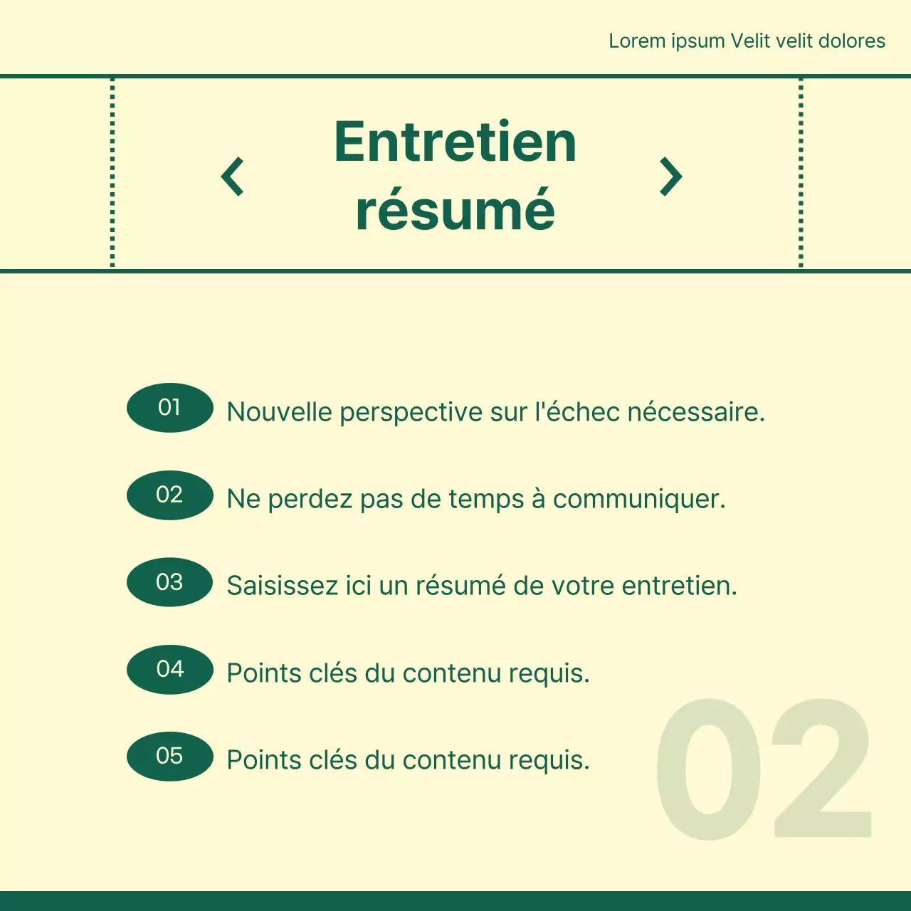 Un portrait d'entreprise simple, un poste d'entretien en ivoire et vert