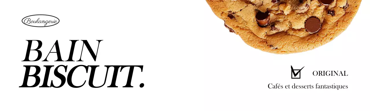 En-tête d'emballage avec l'image d'un biscuit sur fond blanc