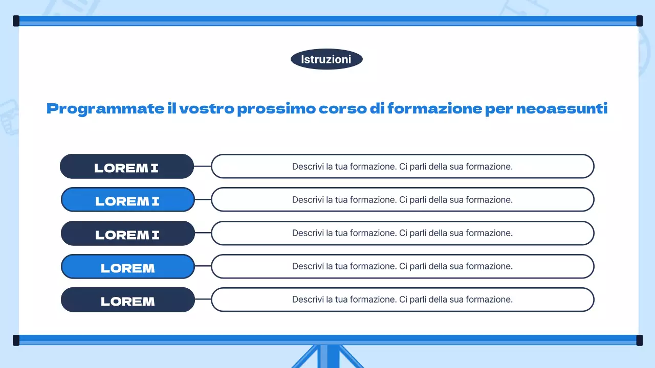 Materiale di formazione per neoassunti di tendenza con sfondo blu chiaro