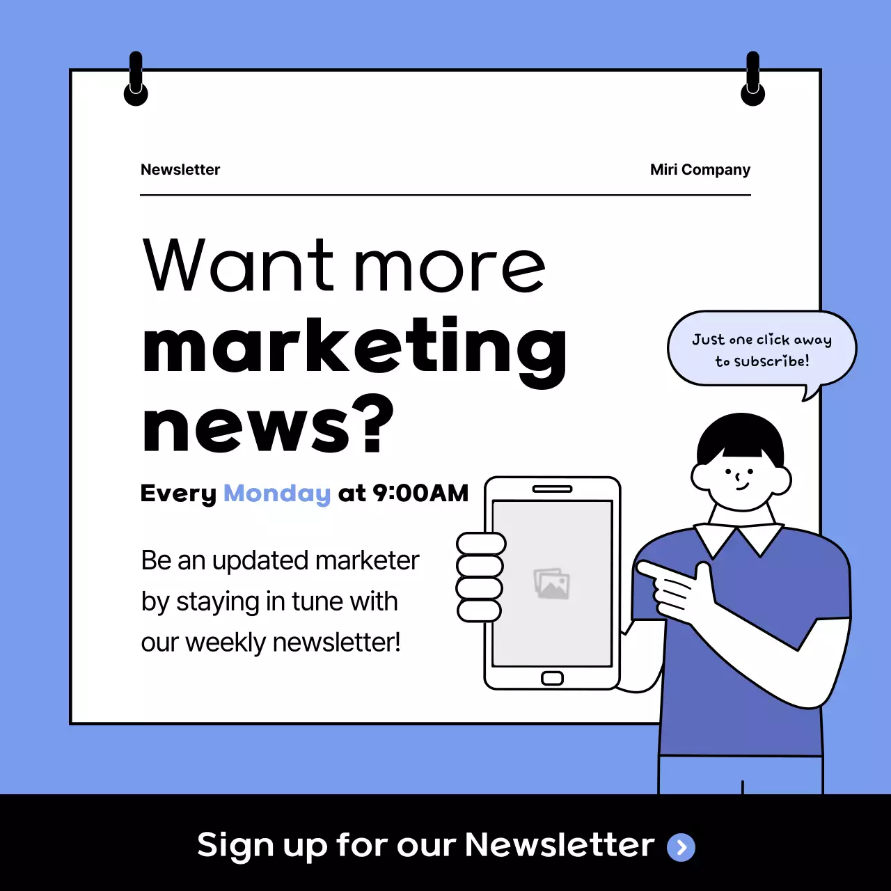 Blue Minimal Marketing Newsletter Instagram Carousel