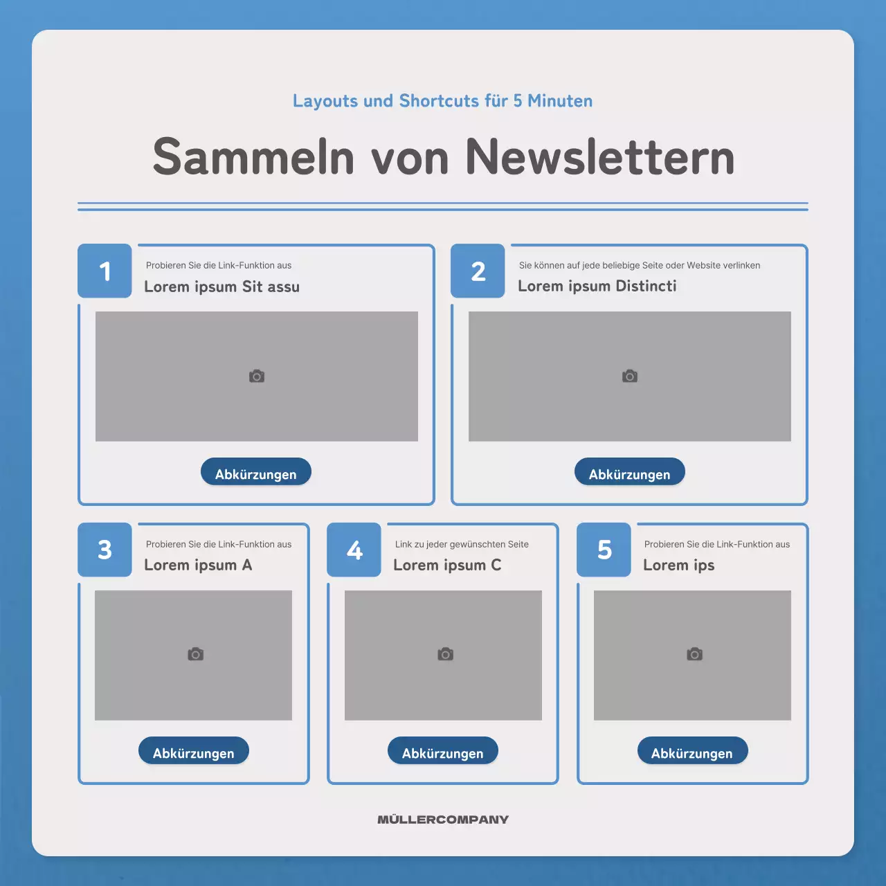 Ein einfacher Brief in blauer und marineblauer Newsletter-Post