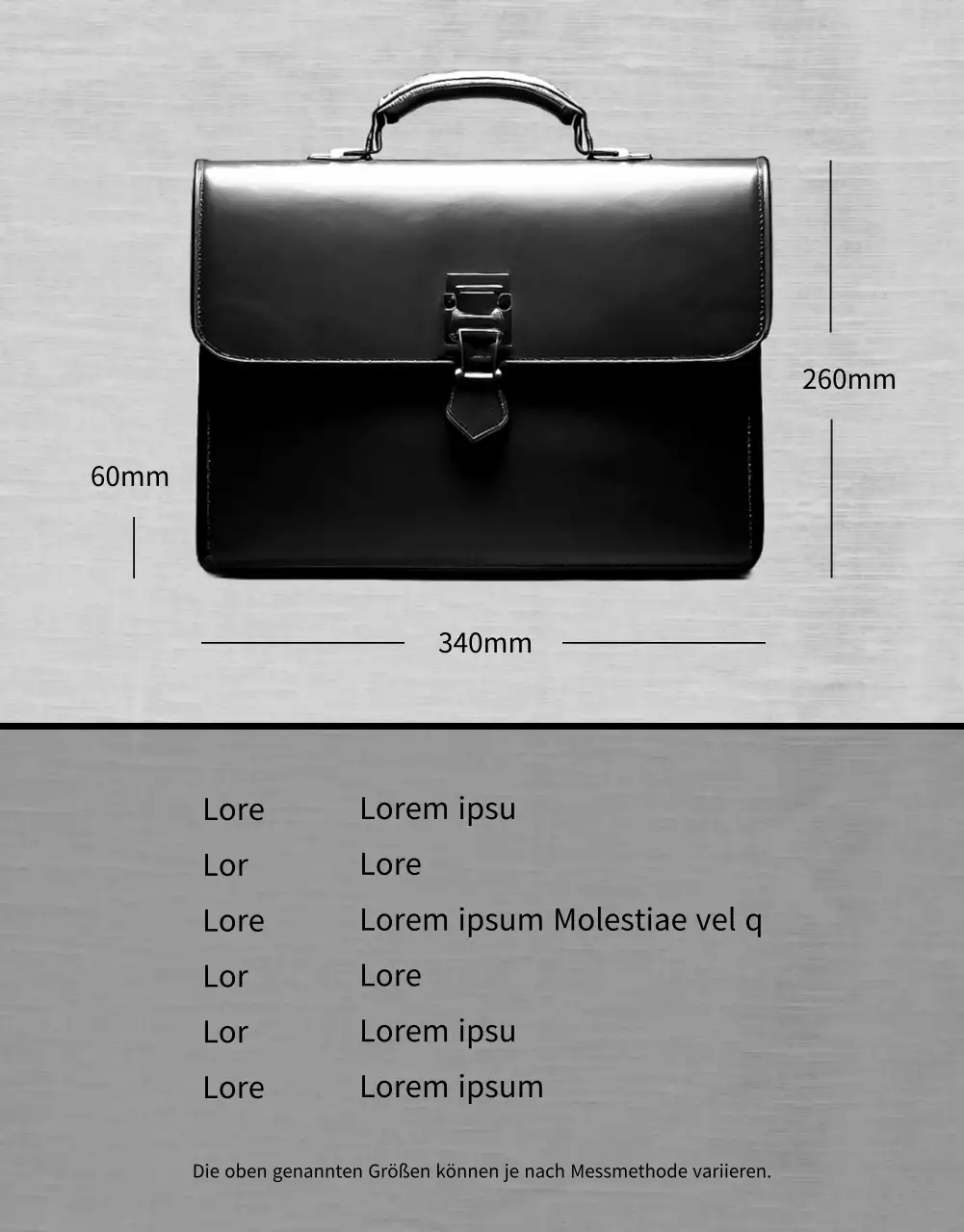 Minimalistische Taschenanzeige in Schwarz und Weiß