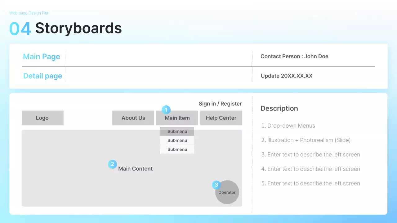 블루 모던 웹 디자인 플랜 프레젠테이션