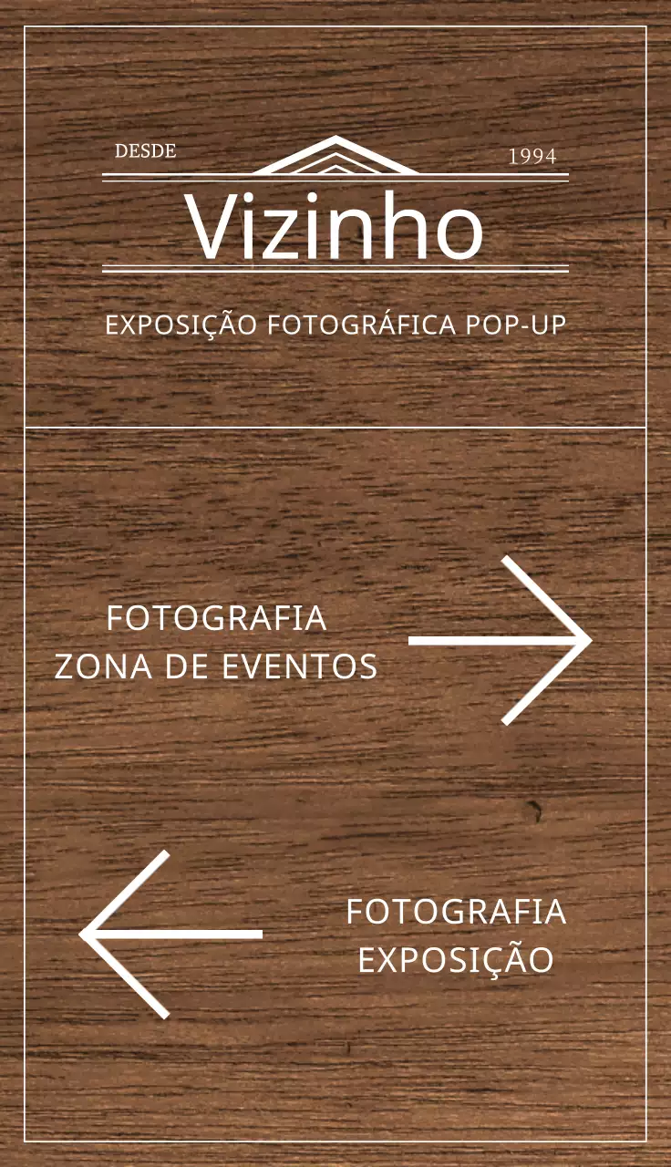 Empresa social branca Exposição fotográfica pop-up Sinalética de orientação