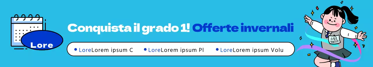 Promozione scolastica con un'illustrazione di studenti in uniforme blu