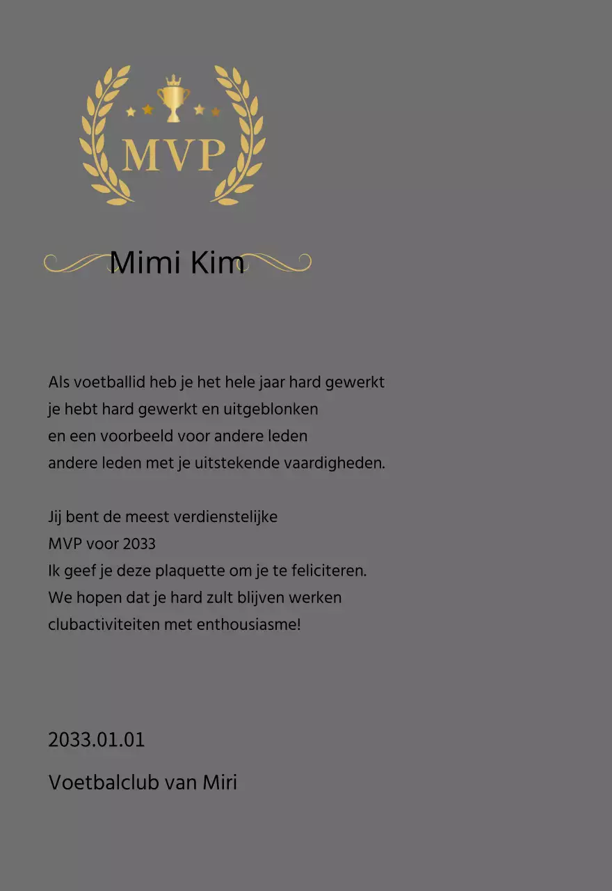 Kampioenschapsplaat met gouden lauweren en trofee