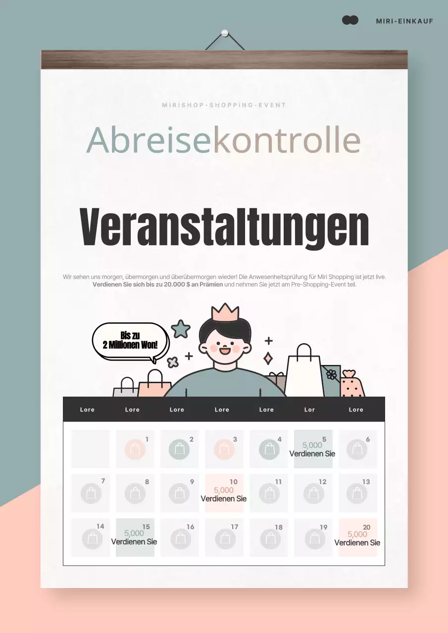 Werben Sie für eine Veranstaltung mit einfachen rosa und mintfarbenen Anwesenheitskontrollen