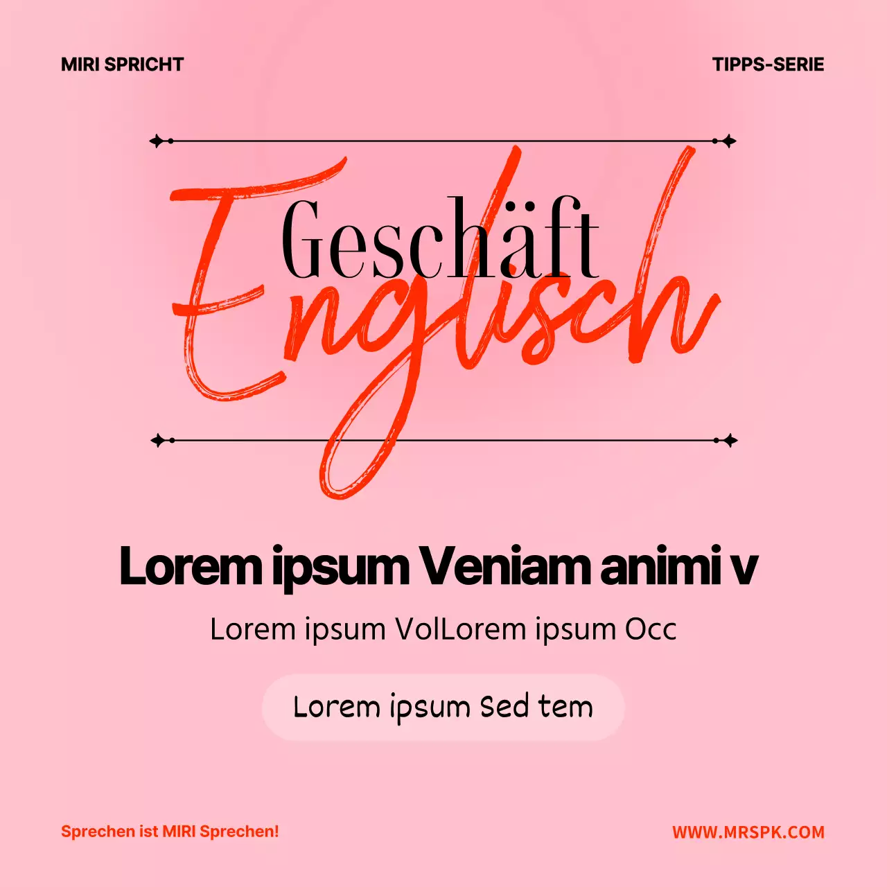 Minimalistisches Unterrichtsmaterial für Business-Englisch in Rosa und Weiß