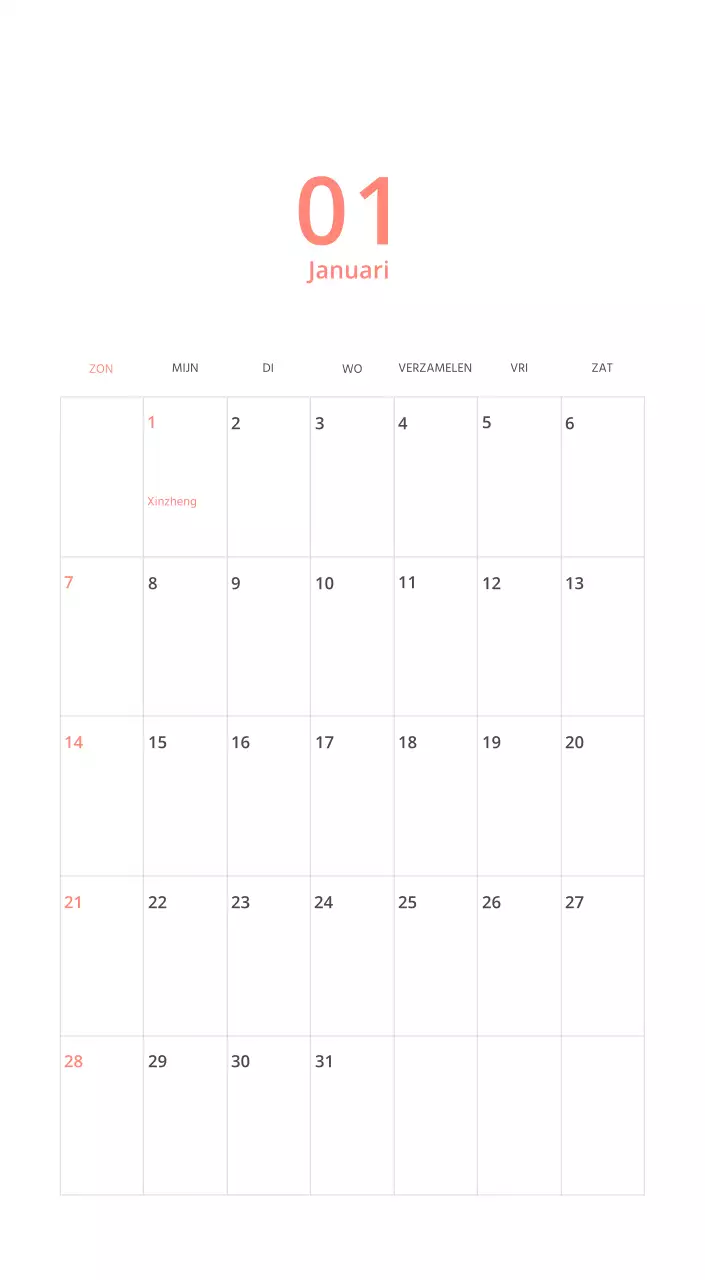 Veelkleurige geïllustreerde kalender