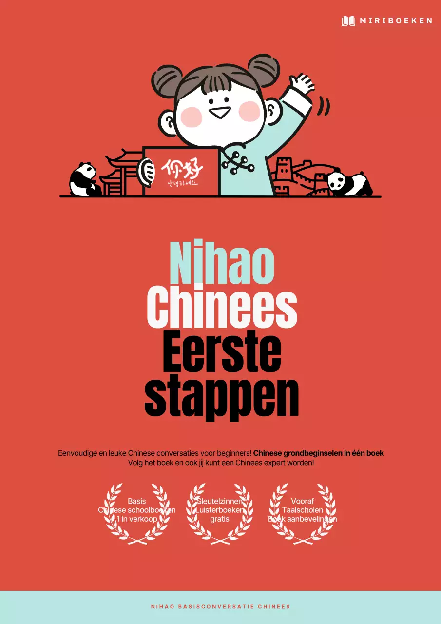 Eenvoudige Chinese tekstboekomslag in rood en mint