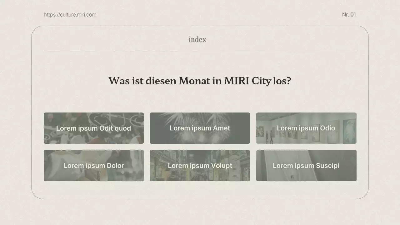 Ein klassischer Newsletter für den Kulturtourismus in Beige und Khaki