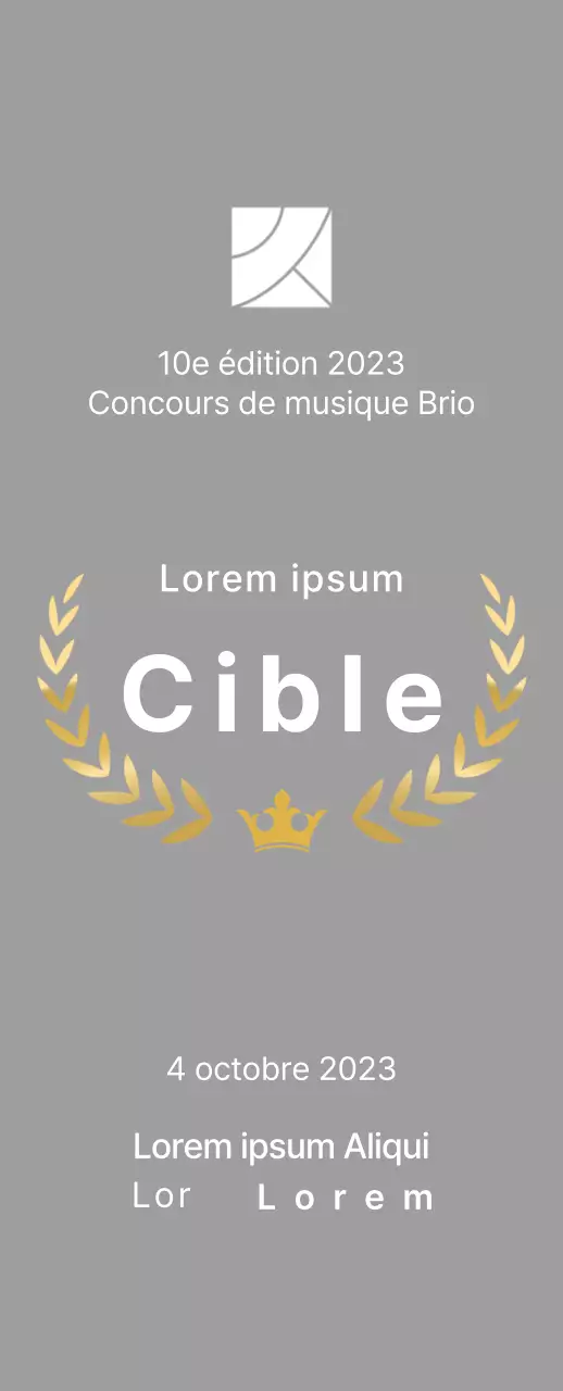 Plaque du lauréat du concept de concours avec illustration de lignes de laurier et de couronne