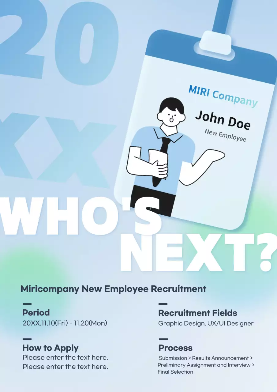 Blue Modern Recruitment Announcement Poster