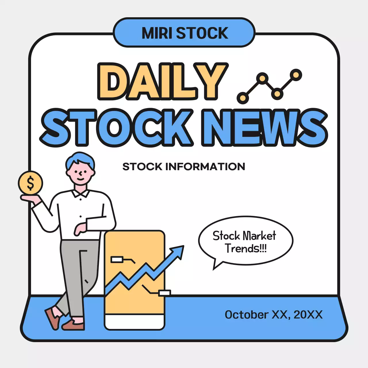 하늘색과 노랑의 심플한 주식정보 안내서