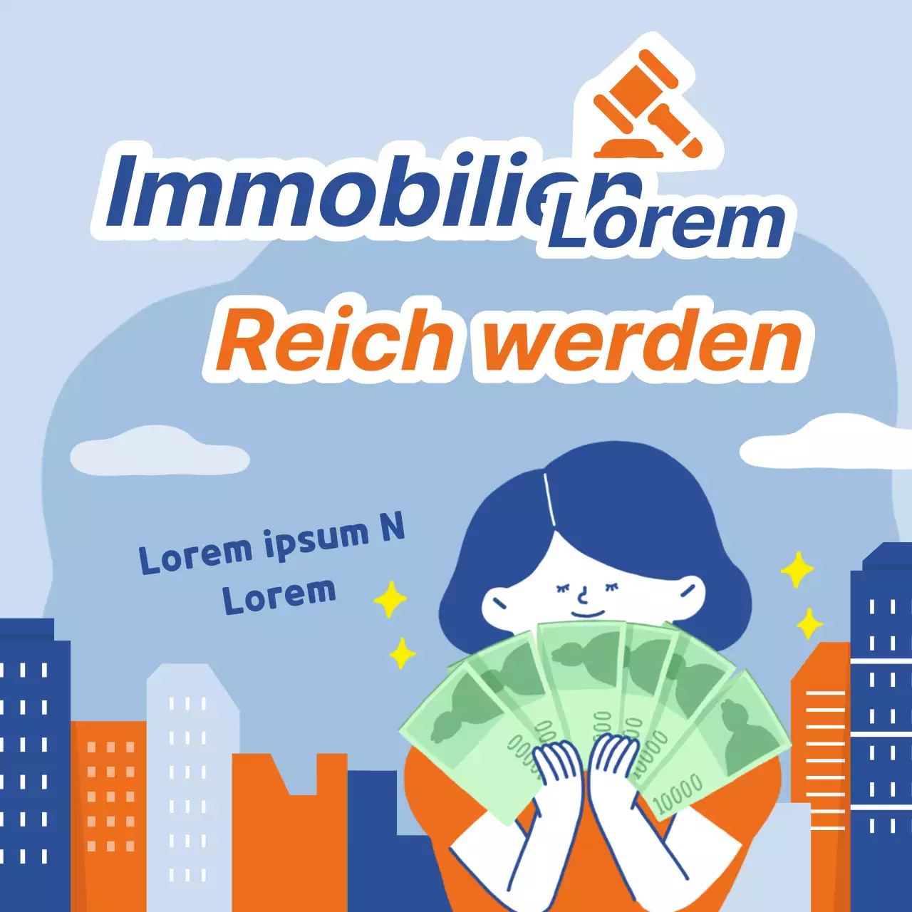 Ein einfacher orange-blauer Leitfaden für Immobilienauktionen