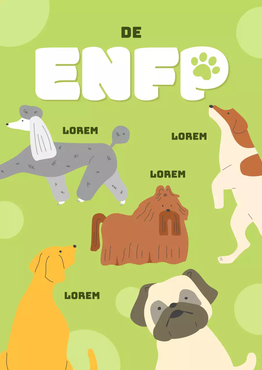 Promoot je MBTI persoonlijkheid met een kitscherige puppy in limoengroen