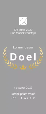 Wedstrijd concept winnaar plaquette met lauwer lijnen en kroon illustratie