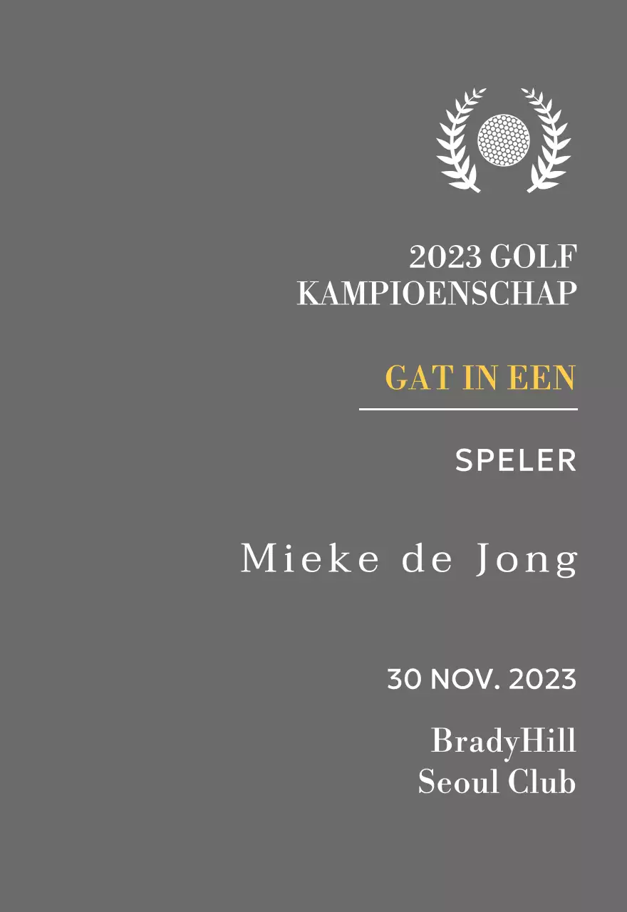 Golf hole-in-one winnaar plaquette met golfbal en lauwerkrans illustratie