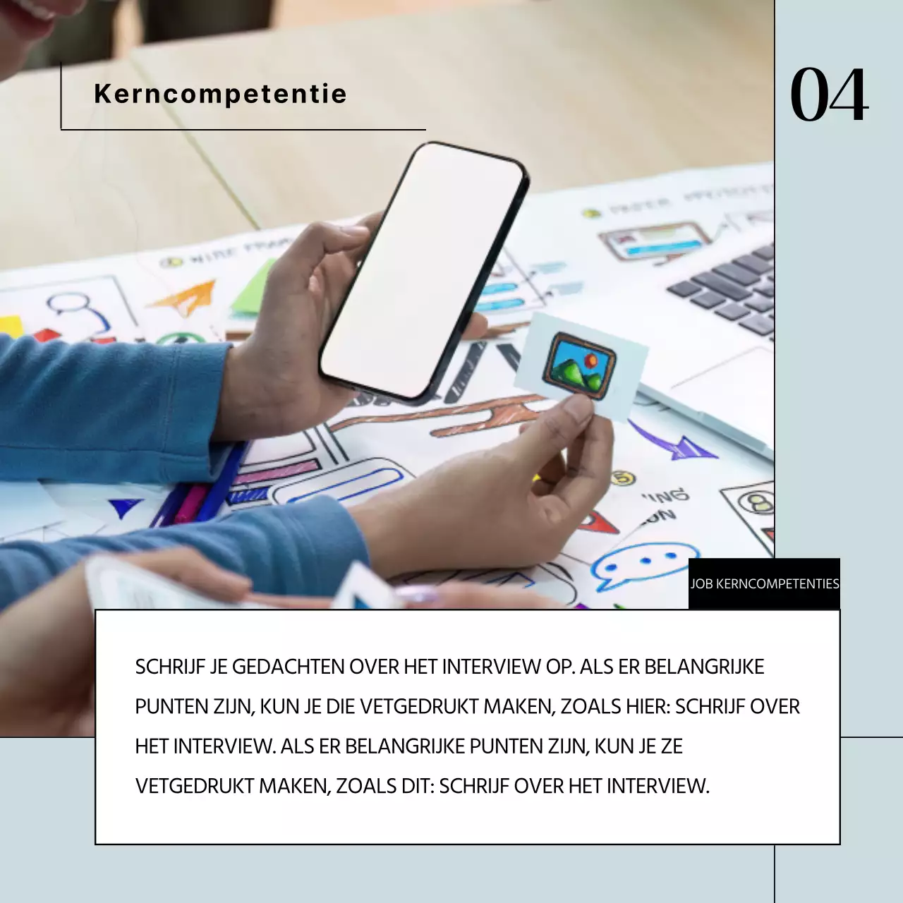 Een eenvoudige interviewpost voor bedrijven in lichtblauw