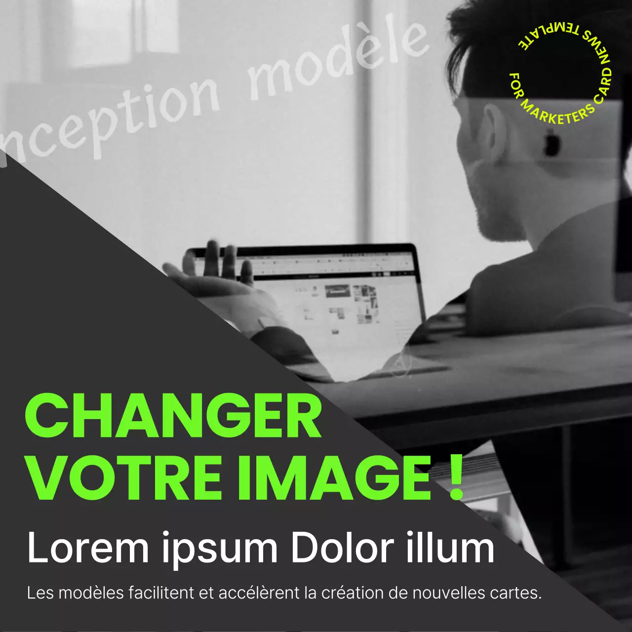 Proposition de modèle de cardnews moderne et branché en bleu marine et couleurs fluorescentes