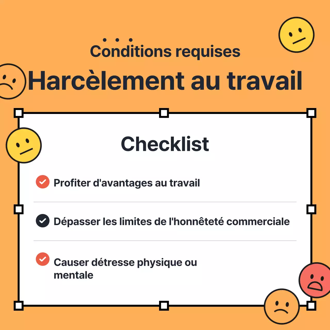Un quiz kitsch rouge et jaune sur le harcèlement au travail OX