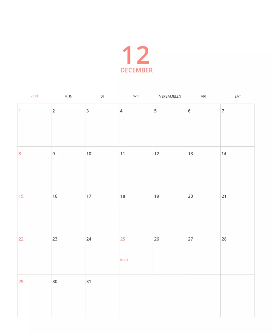 Veelkleurige geïllustreerde kalender