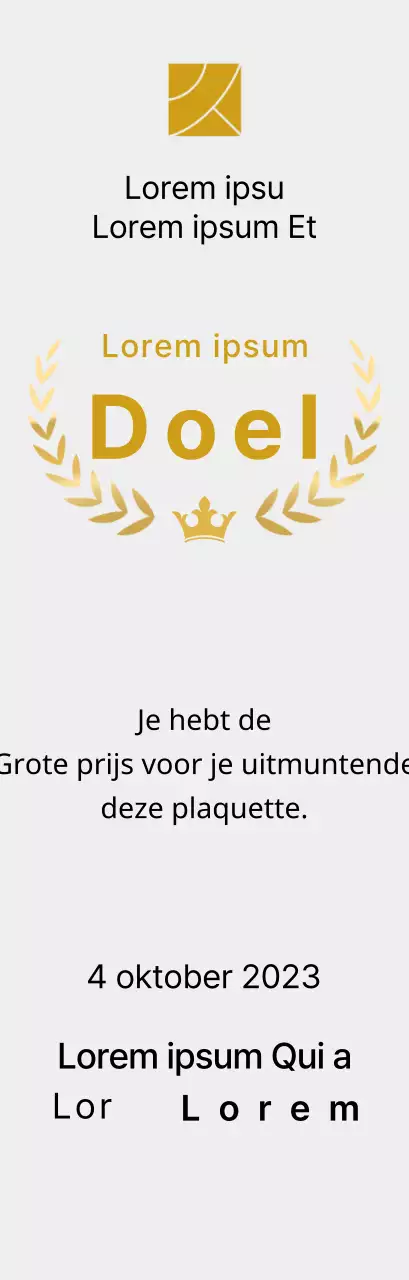 Wedstrijd concept winnaar plaquette met lauwer lijnen en kroon illustratie