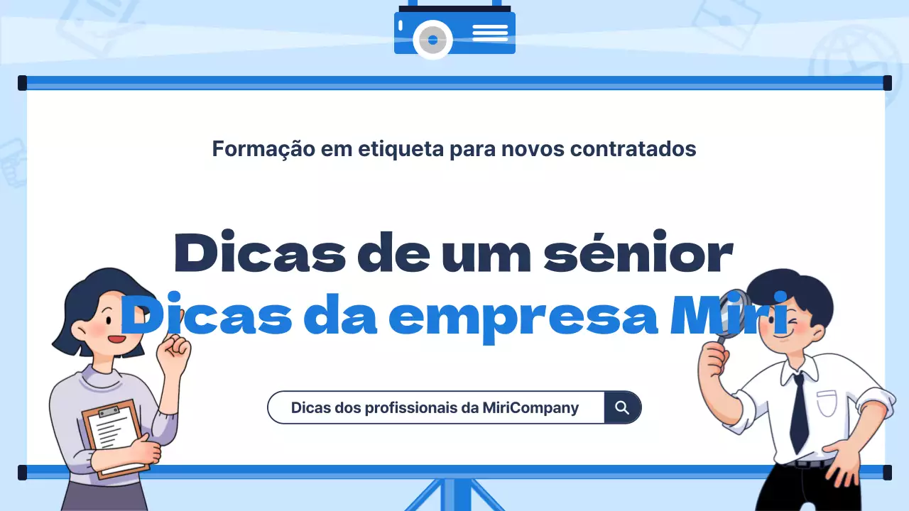 Materiais de formação modernos para novos contratados com um fundo azul claro