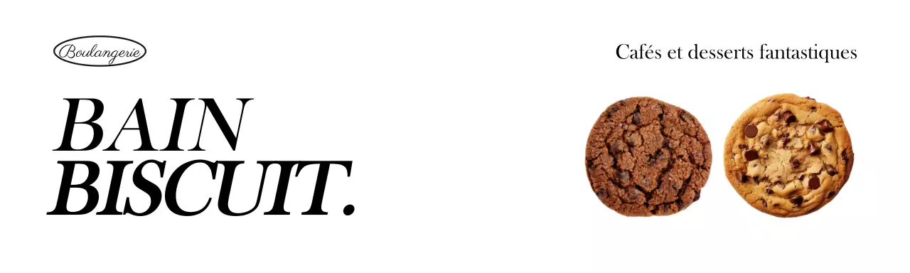 En-tête d'emballage avec l'image d'un biscuit sur fond blanc