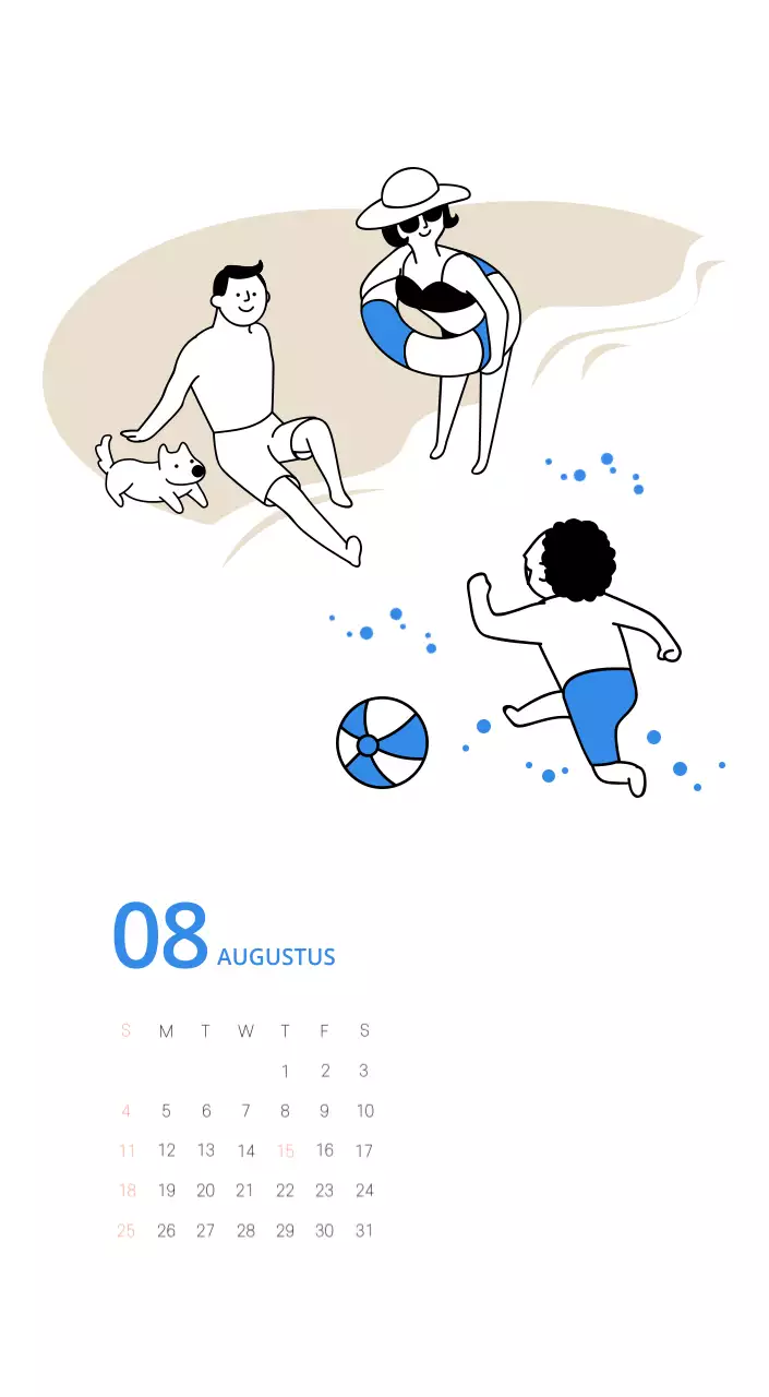 Veelkleurige geïllustreerde kalender