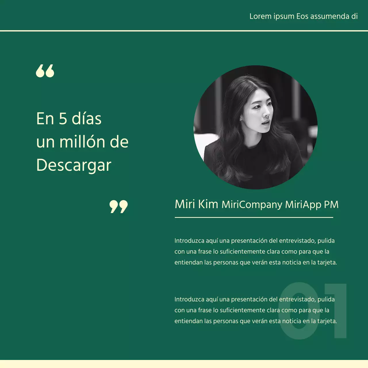 Un sencillo retrato corporativo de entrevista en marfil y verde