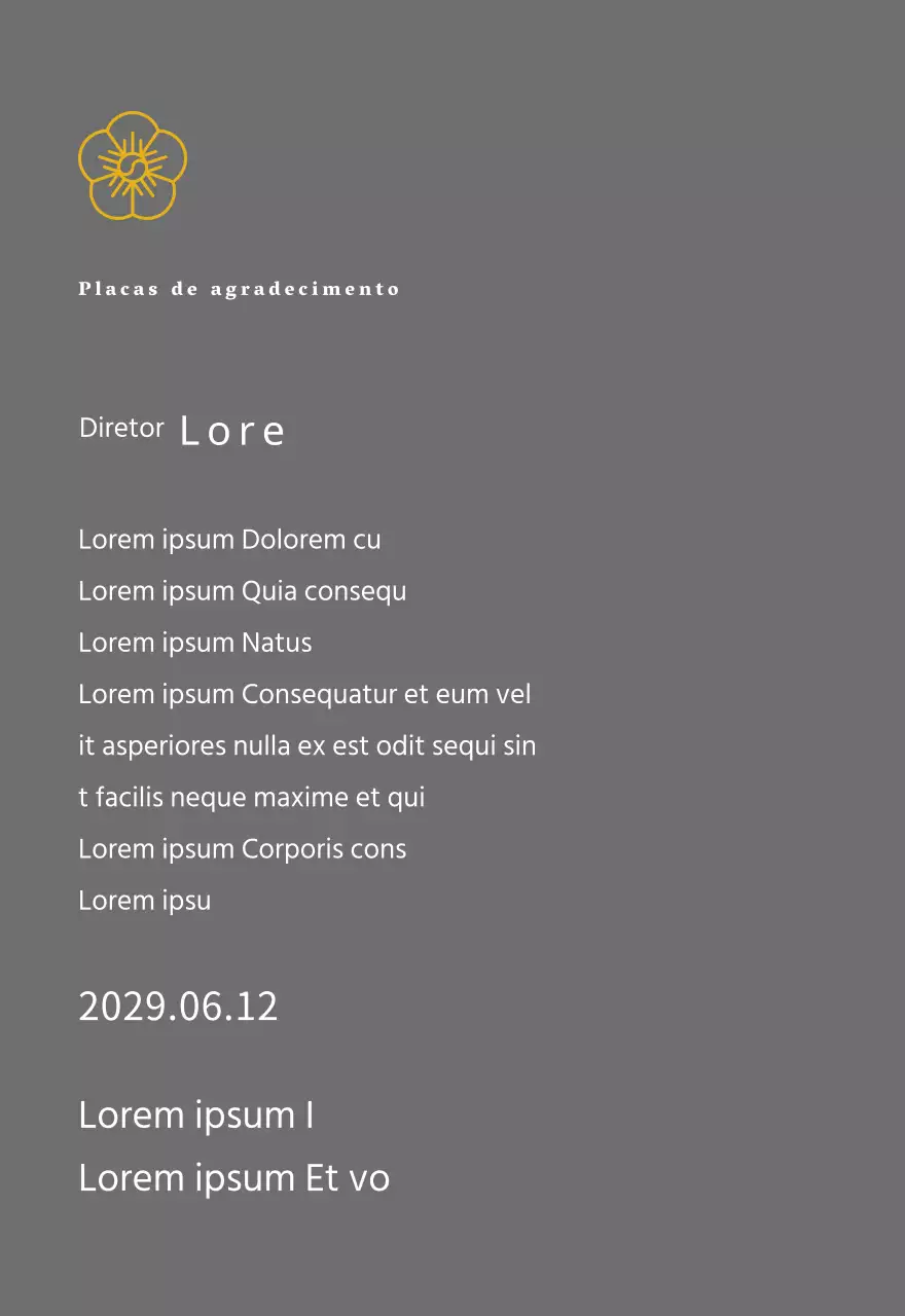 Placa de agradecimento do conceito de listagem da Line Flower