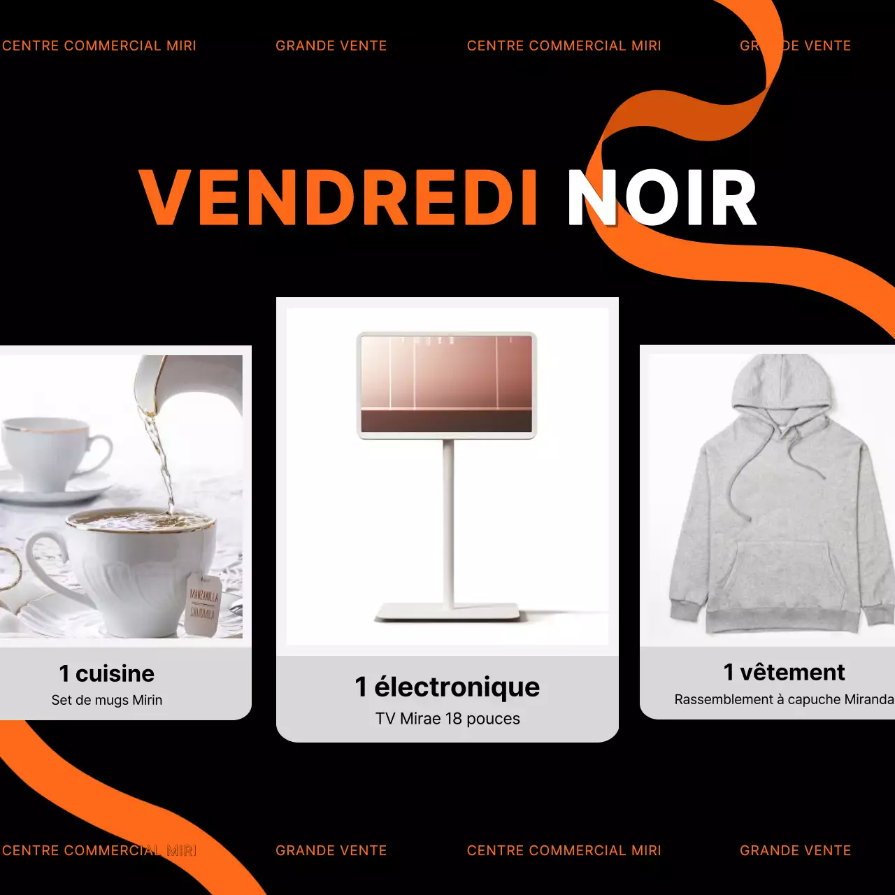 Des publicités tendance pour le Black Friday en noir et rouge