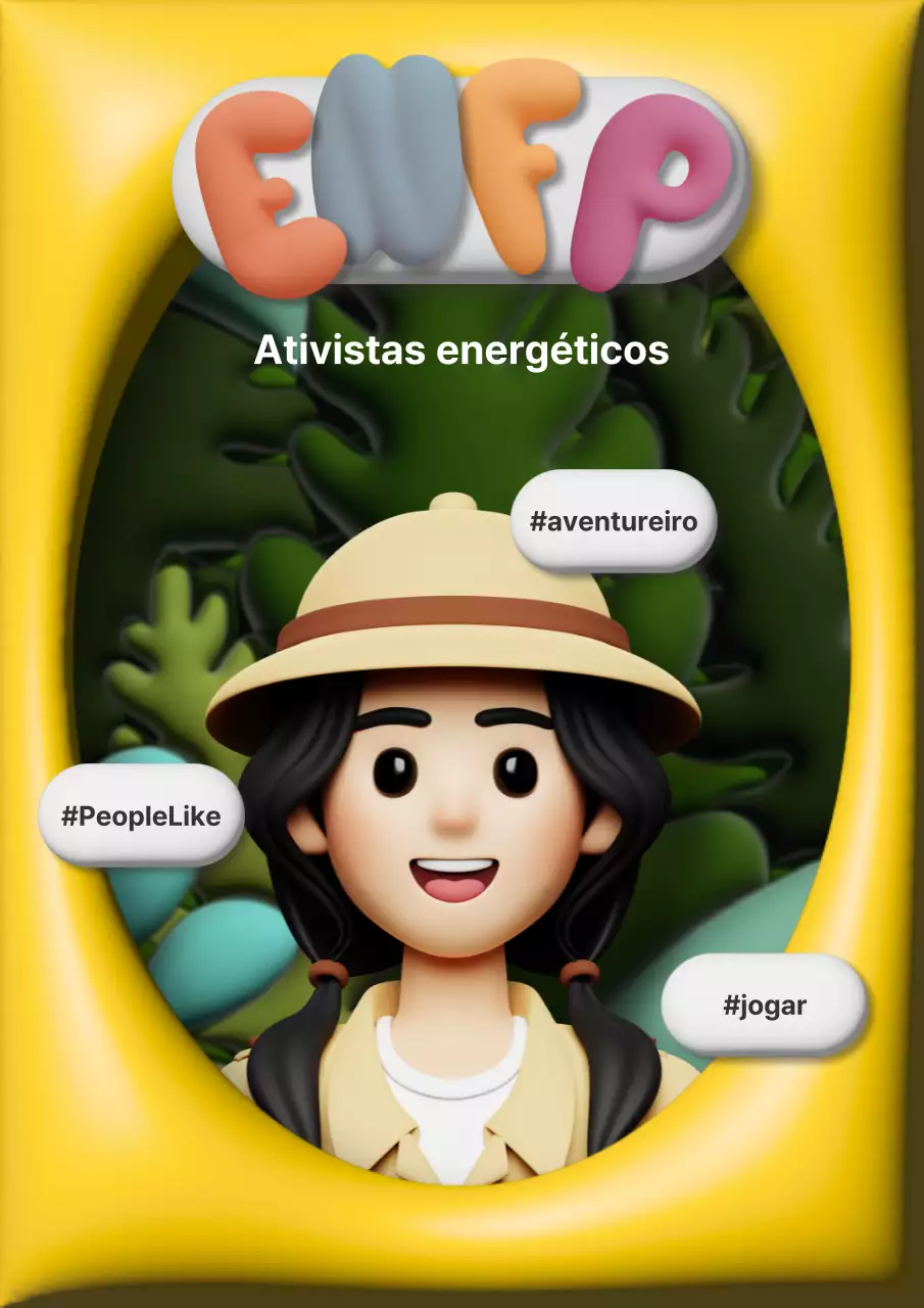 Personagem MBTI tropical em amarelo e verde @tropicalmbti