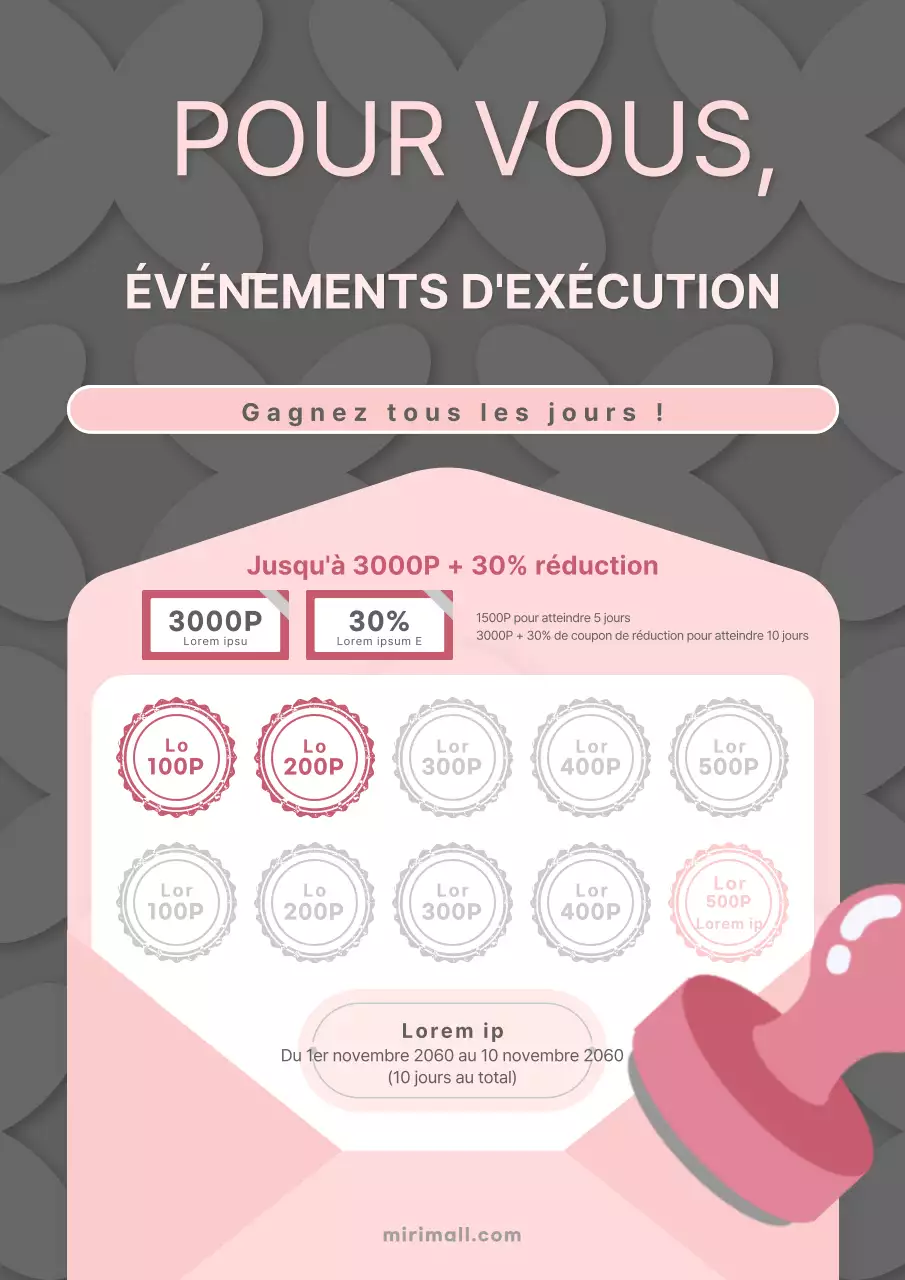 Faites la promotion de votre événement de contrôle de présence en gris et en rose