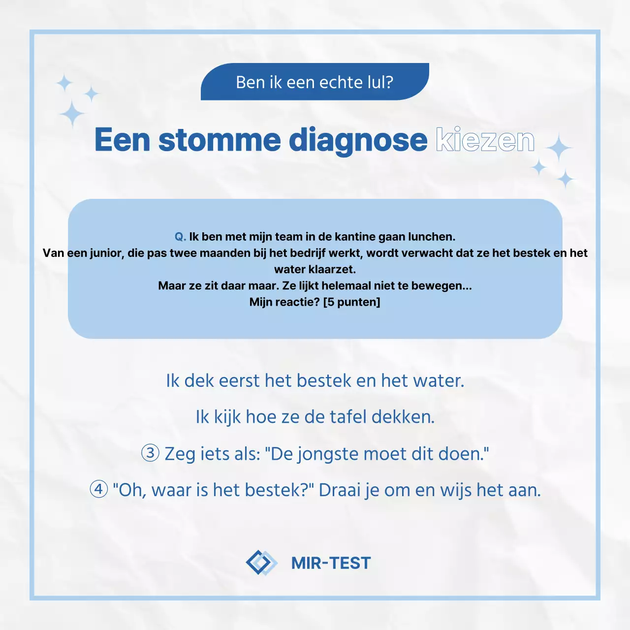 Een kitscherige blauw-witte enquête
