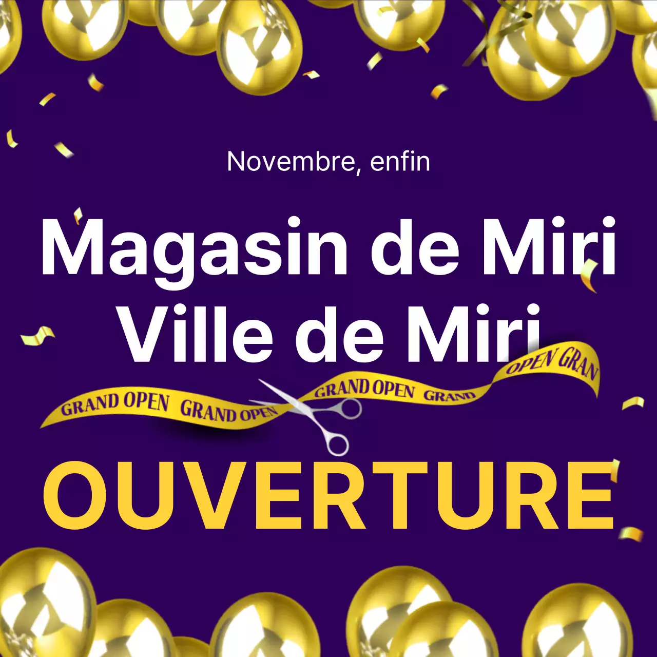 Promouvoir l'ouverture d'une succursale de luxe jaune et violet