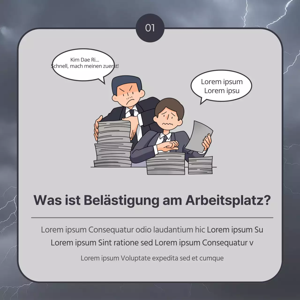 Ein Leitfaden zur Meldung von Belästigung am Arbeitsplatz in Vintage Navy und Grey
