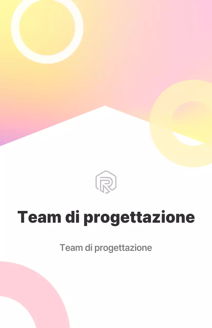 Un cartello di presentazione del team di progettazione pulito, bianco e codificato a colori