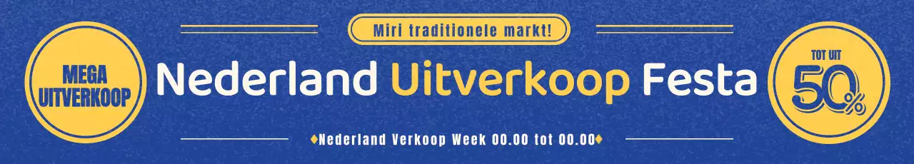 Strakke, retro verkoopaankondigingen in blauw en geel