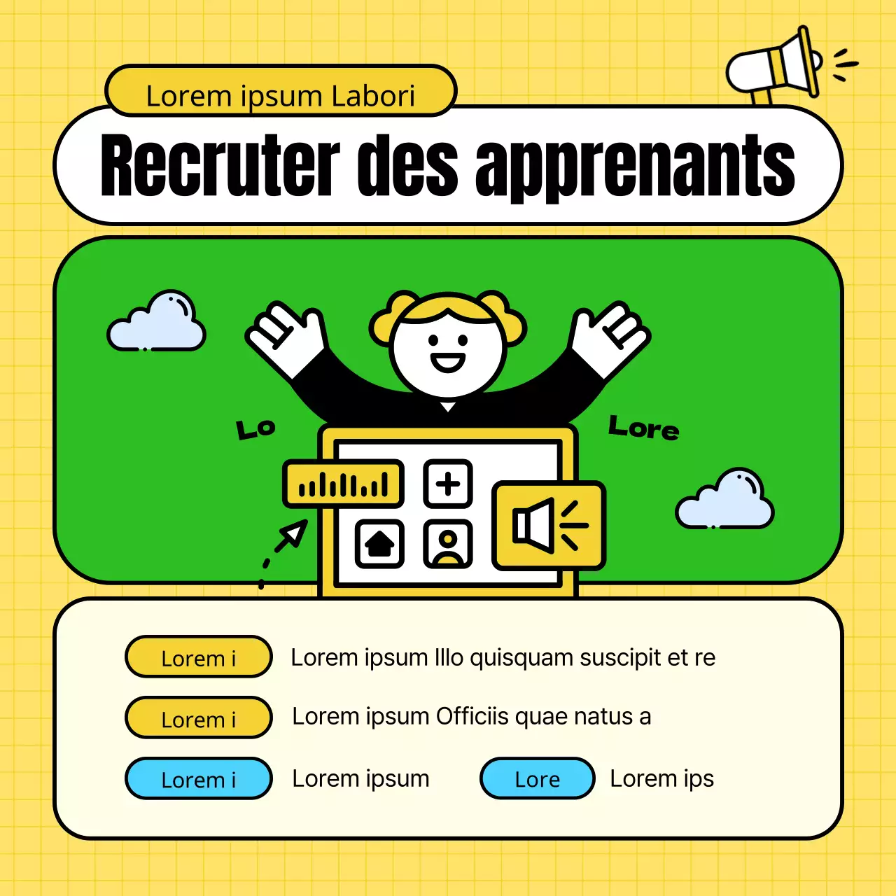 Un centre de formation jaune et vert pour promouvoir le recrutement d'étudiants