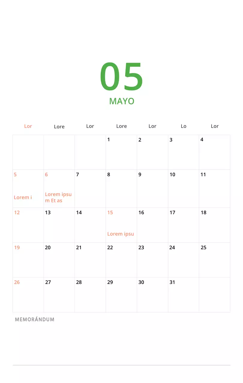 Bonito calendario de sobremesa ilustrado de temática familiar en color verde