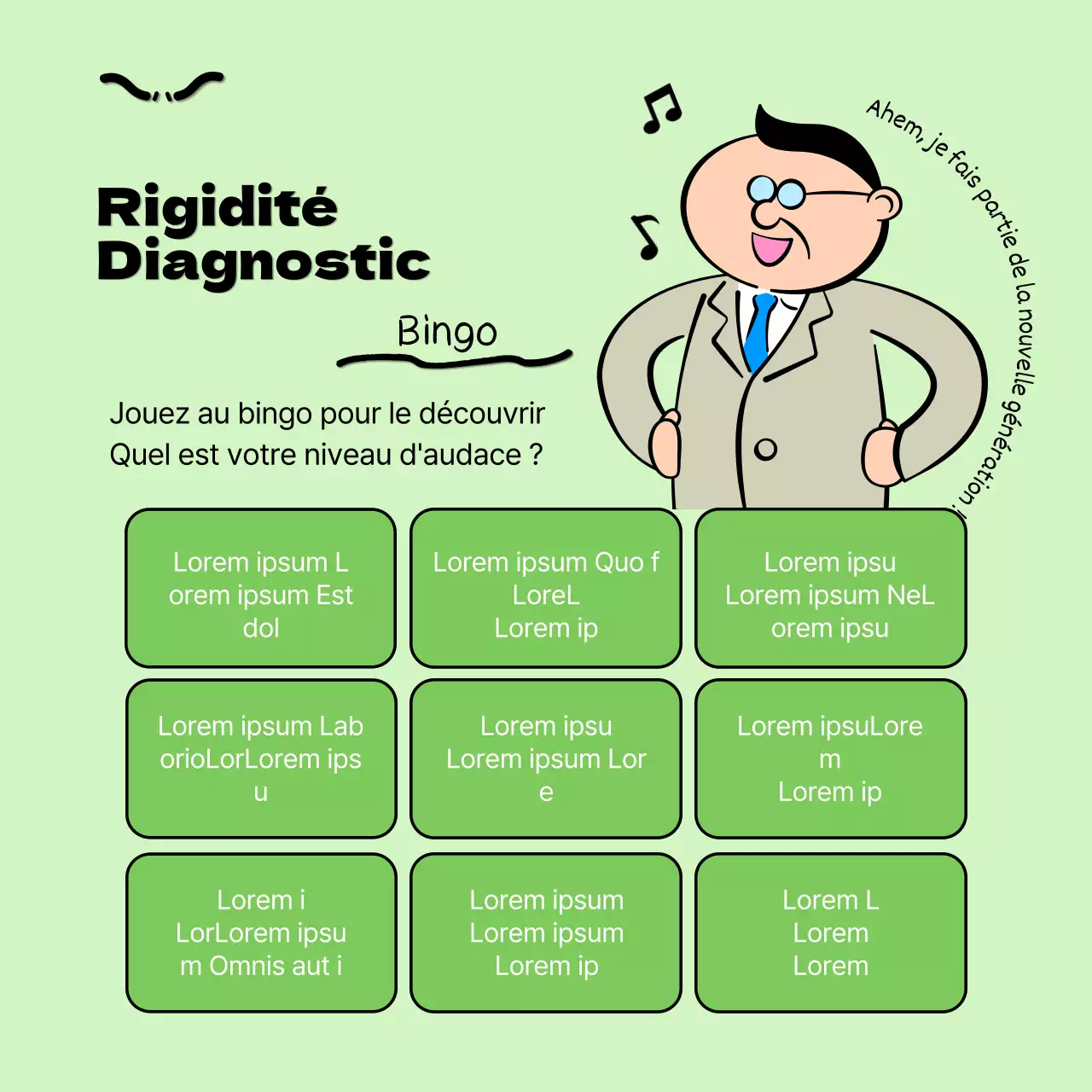 Promouvoir le test du niveau de gag en rouge et noir