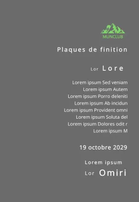 Plaque de finisher d'un club de montagne avec logo du club, illustration d'une montagne verte