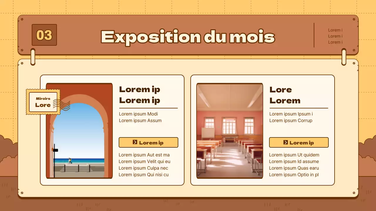 Un bulletin d'information simple, jaune et marron, sur le tourisme culturel