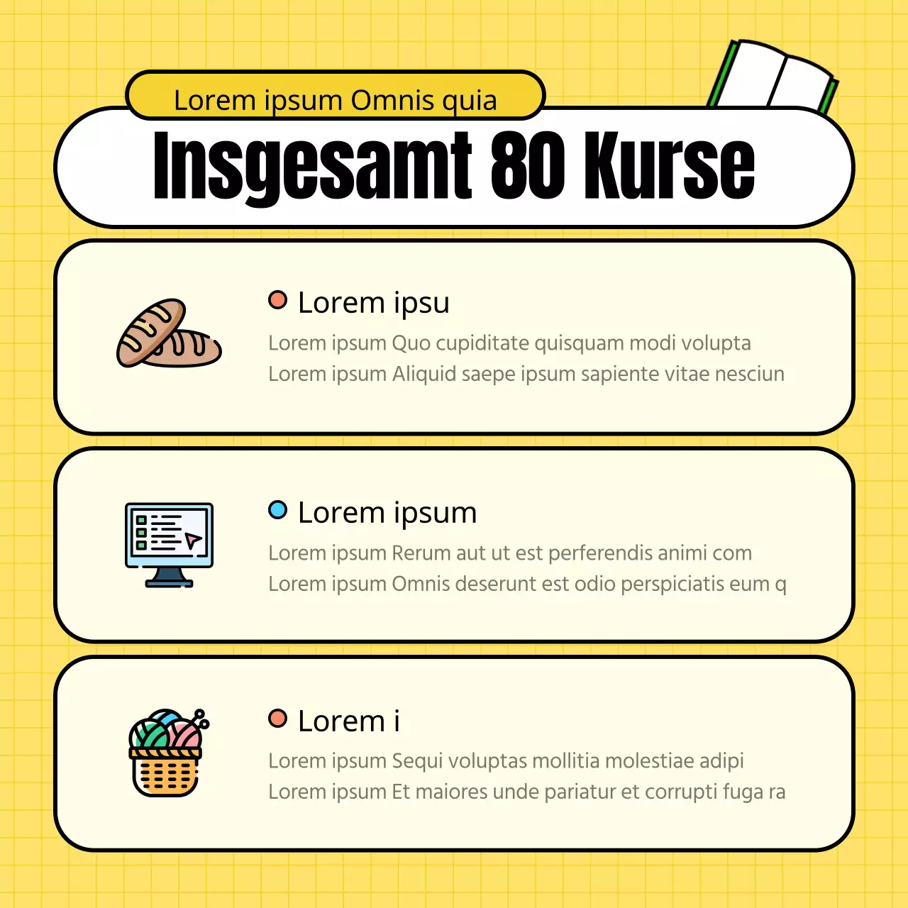 Kitschiges gelb-grünes Ausbildungszentrum zur Förderung der Studentenrekrutierung