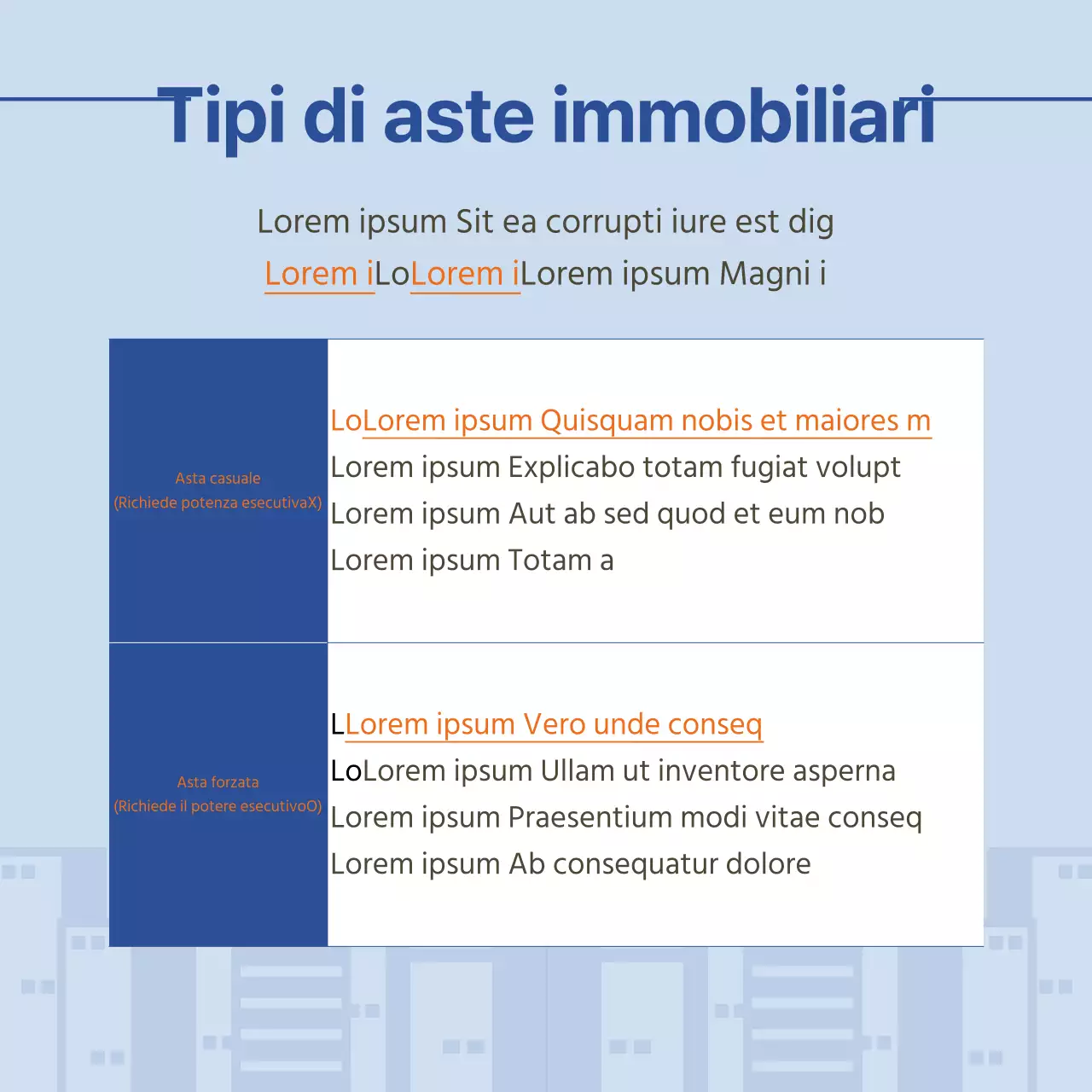 Una semplice guida arancione e blu alle aste immobiliari